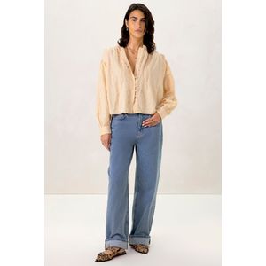 Sissy-Boy - Blouse - Lichtoranje - Katoen/Linnen - Pintuck Details
