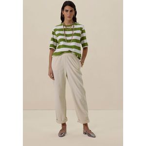 Witte mid waist wide leg corduroy broek