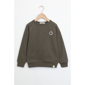 Donkergroene Raglan Sweater Met Smiley Print