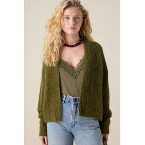 Sissy-Boy - Gebreid Vest - Donkergroen - Lange Mouwen - Relaxed Fit