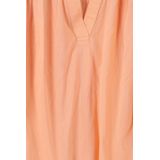 Sissy-Boy - Lichtoranje Top - Pintuck Details - V-halslijn - Korte Mouwen