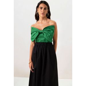 Groene strapless top met strik