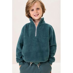 Blauwe Fleece Sweater Met Rits