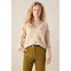 Beige trui met V-hals