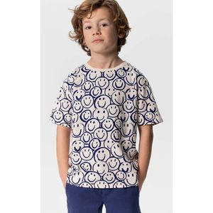 Oversized T-shirt Met Donkerblauwe Smileyprint