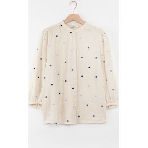 Beige Mousseline Blouse Met Embroidery