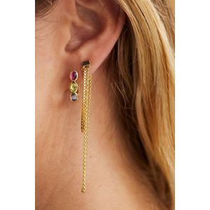 Anna+Nina Gold Plated Single Triple Chain Stud Oorbel