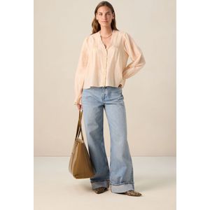 Lichtoranje blouse met ruffles