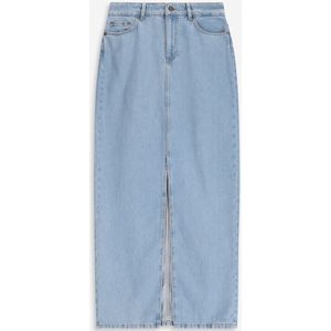 Denim maxi rok met split