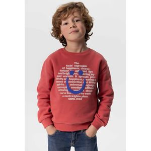 Rode Sweater Met Smiley Print