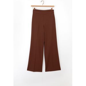 Bruine high waist wide leg pantalon met rits