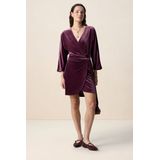 Donkerrode velvet overslag jurk