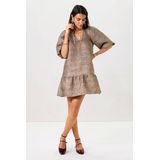 Gouden metallic jurk met ruffles