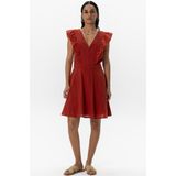 Sissy-Boy - Donkerrode Jurk - Korte Jurk - Met Broderie en Ruffles