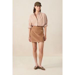 Lichtbruine gestreepte blouse