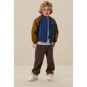 Donkergroene denim bomberjack met artwork