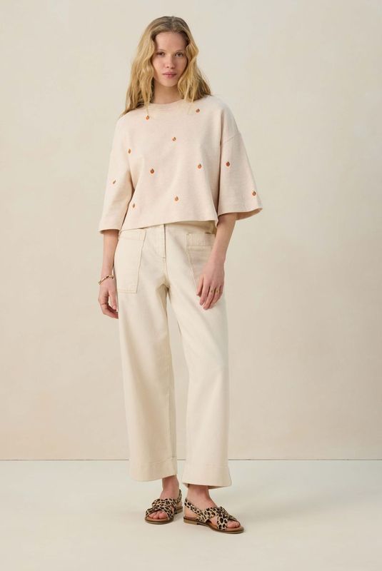 Sissy-Boy - Beige sweater met embroidery