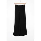 Zwarte mid waist wide leg pantalon