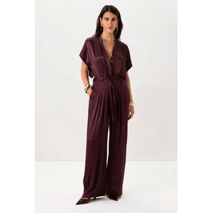 Bordeaux rode jumpsuit met open rug