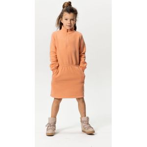 Zacht Oranje Sweater Jurk Met Rits