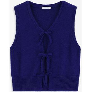 Donkerblauw gebreid gilet