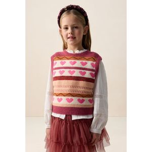 Roze jacquard spencer met hartjes