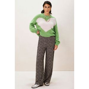 Groene gebreide trui met hart