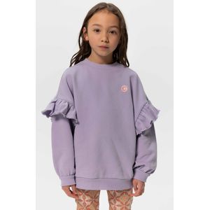 Lavendel Oversized Sweater Met Ruffles En Smiley Patch