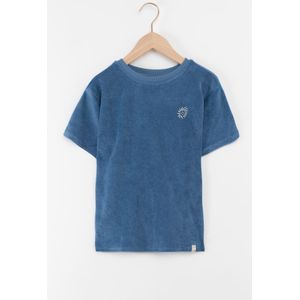 Blauw Badstof T-shirt Met Artwork