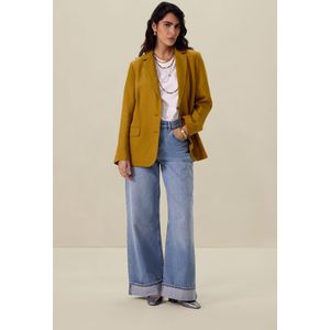 Donkergele linnen oversized blazer