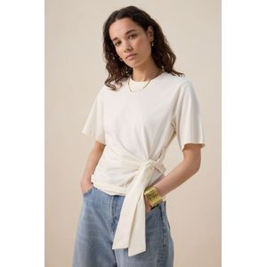 Wit T-shirt met knoopdetail