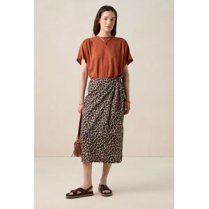Bruine wikkelrok met leopard print