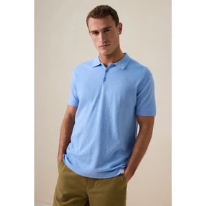 Blauwe gebreide polo