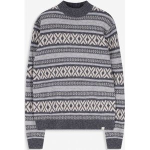 Sissy-Boy - Jacquard Trui - Grijs - Wol/Nylon