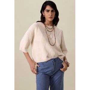 Off white gebreide trui