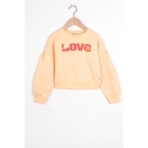 Pastel Oranje Sweater Met Badstof Print