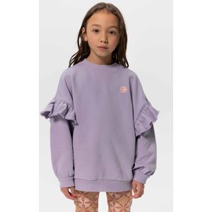 Lavendel Oversized Sweater Met Ruffles En Smiley Patch