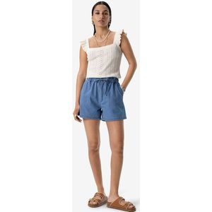 Blauwe High Waist Denim Shorts Met Aantrekkoord