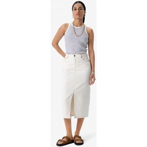 Witte Denim Rok Met Split