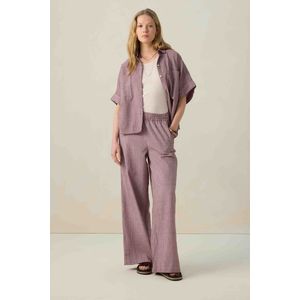 Donkerrode gestreepte high waist wide leg broek