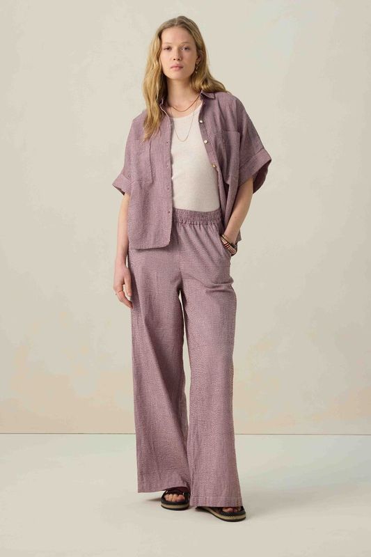 Sissy-Boy - High Waist Wide Leg Broek - Donkerrood - Gestreept