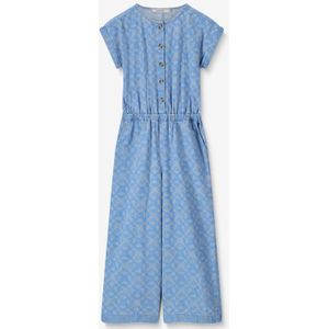 Blauwe denim jumpsuit met print