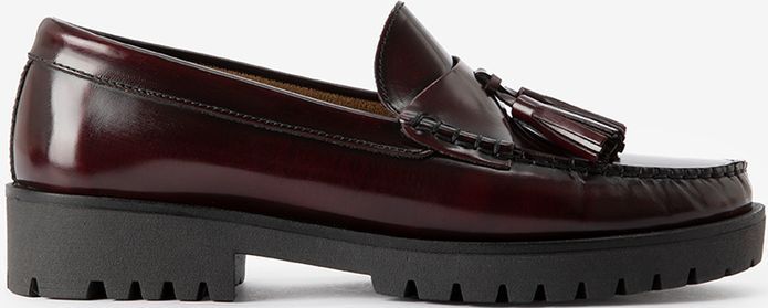 Donkerrode leren chunky loafer