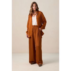 Bruine high waist wide leg broek