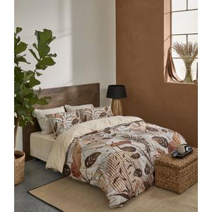 Riviera Maison Sunset Leafs dekbedovertrek - Lits-Jumeaux - 240x200/220 - Bruin