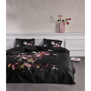 Dekbedovertrek Bouquet Antraciet 140x200/220 - Grijs, Goud | Geel - Katoensatijn - Essenza