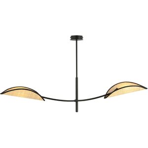 Hanglamp Lotus 2 Zwart/Rotan 102 cm