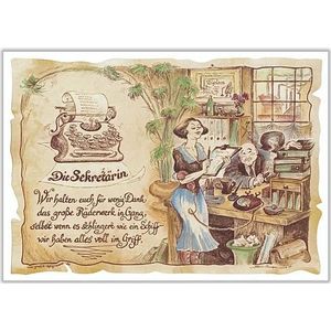 Zunftbild Sekretärin auf Antikpapier im A4-Format