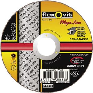 Flexovit doorslijpschijf voor staal - Mega-Line - 115 x 1 x 22 mm - A 60 W-BF41