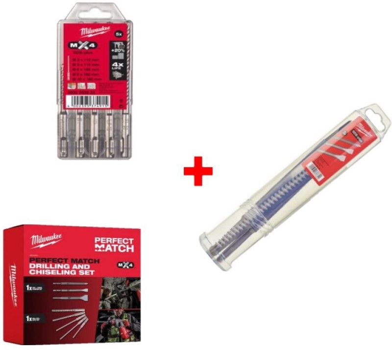 Milwaukee hamerboorset en beitelset - SDS plus - Combipack